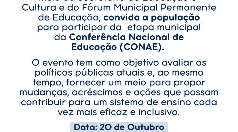 Etapa municipal de Conferência Nacional de Educação: saiba como